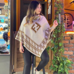Women’s Monogram Winter Fleece Poncho Shawl
