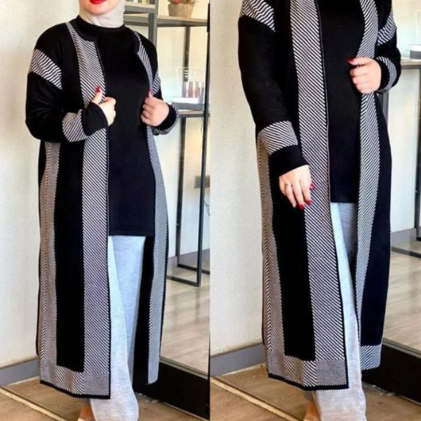 Winter Ready To Wear 3 Pcs Winter Fleece Long Cardigan Outfit
