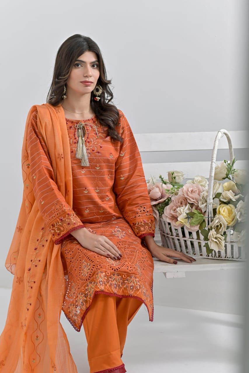 Embroidered Cotton Suit